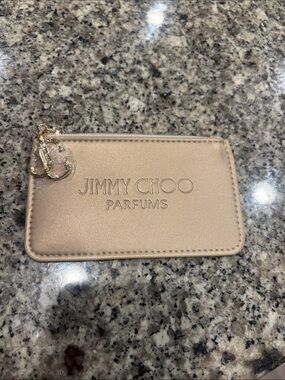Jimmy Choo Nude Card Holder Coin Purse with Gold Charm